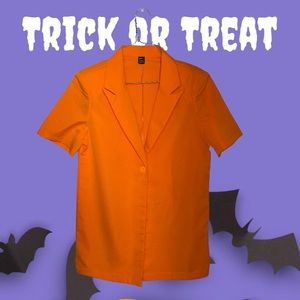 Orange padded shoulder short sleeve blazer 😍😍